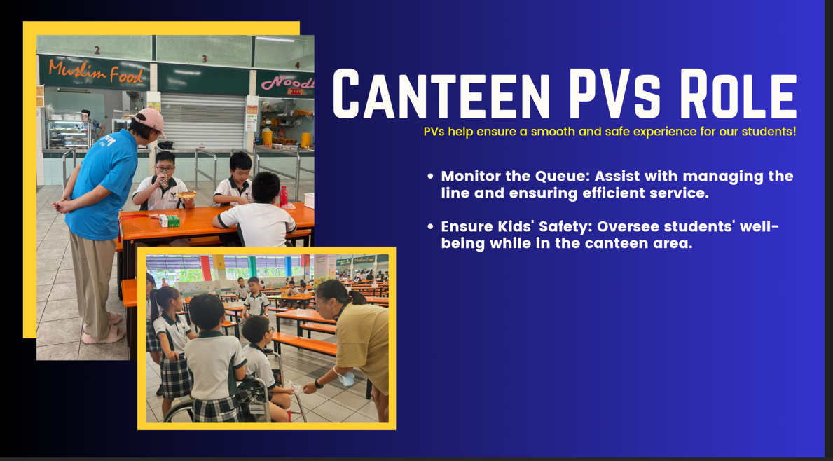 Image that lists the responsibilities of the canteen parent volunteer.